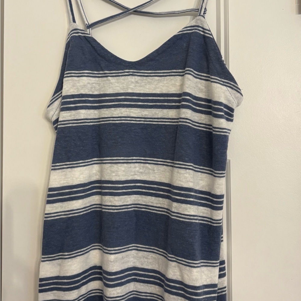 Blue and White Striped‎ Tank Top